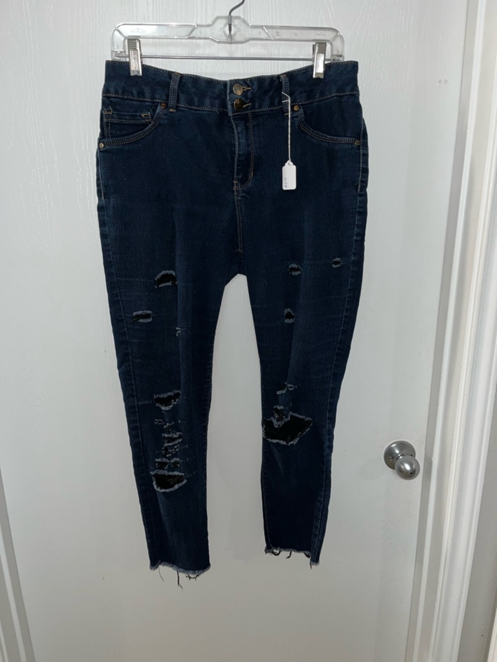 d. jeans Dark Blue Distressed Skinny Jeans size 30x25